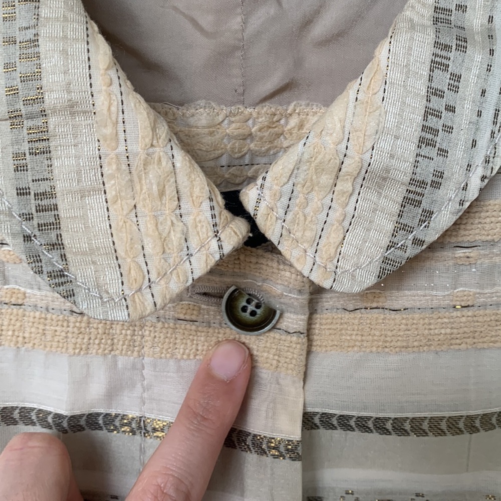 PIAZZA SEMPIONE Vintage Textured White, Beige, Gray, Gold Jacket - Size Medium - Picture 7 of 16